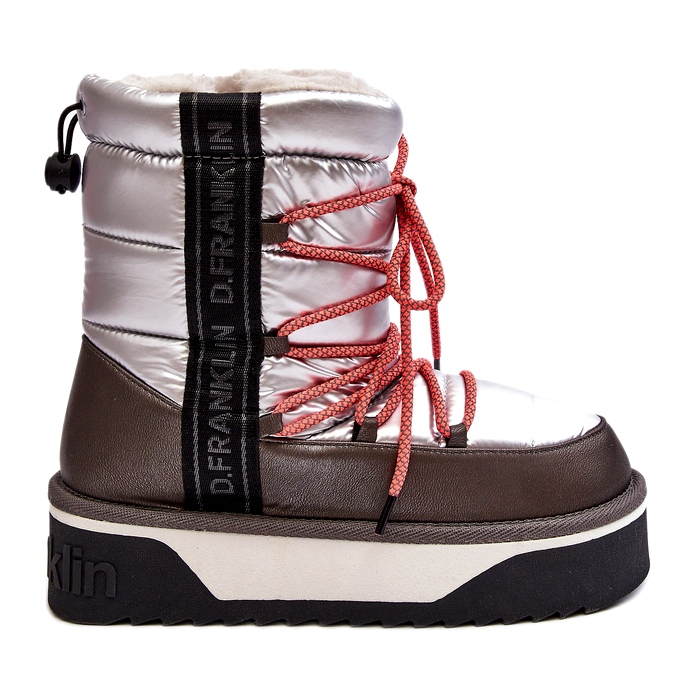 Botas de neve femininas em uma sola vegana grossa D.Franklin DFSH371006 Silver prata