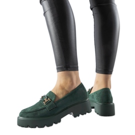 Mocassins verdes decorados com fivela Pisa Mocassins verdes decorados com fivela Pisa