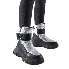 Botas de neve Mejia com isolamento cinza prata