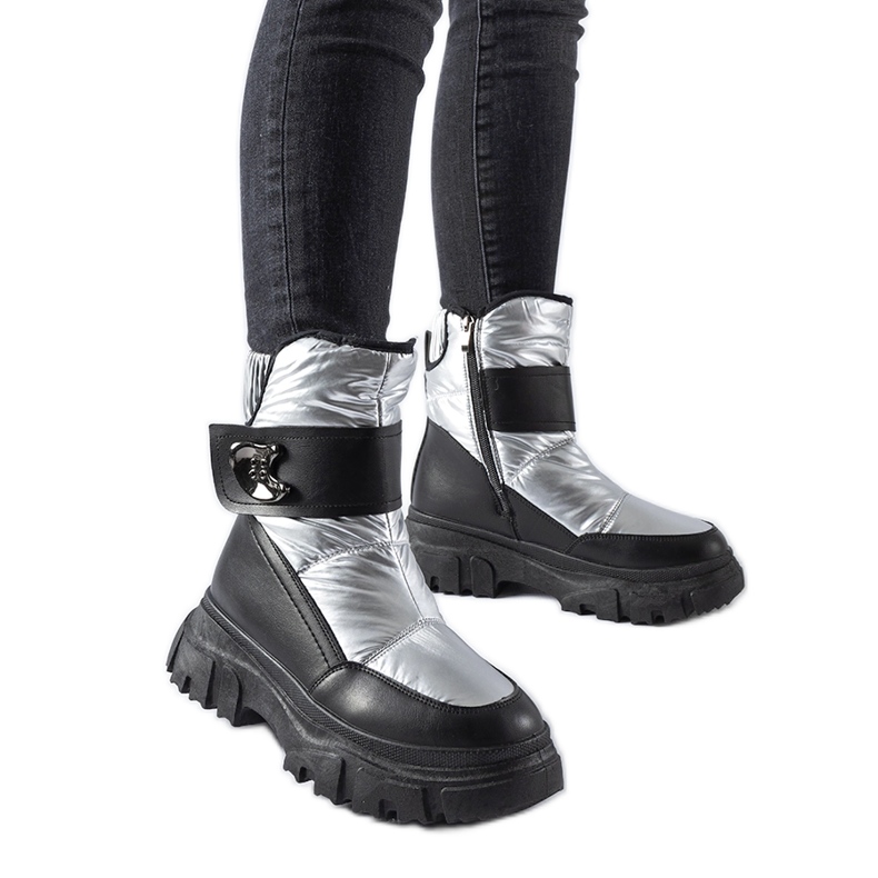 Botas de neve Mejia com isolamento cinza prata