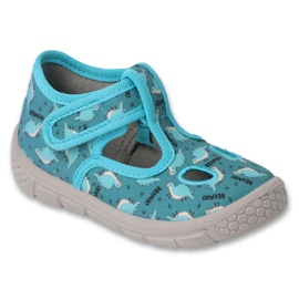 Chinelos infantis Befado 630P010 dinossauros azuis azul