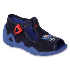 Chinelos infantis Befado com fecho 217P120, azul marinho