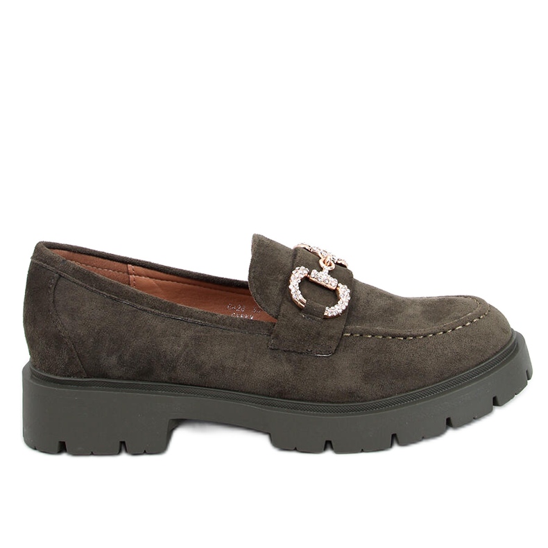 Karins Mocassins de camurça verde com fivela