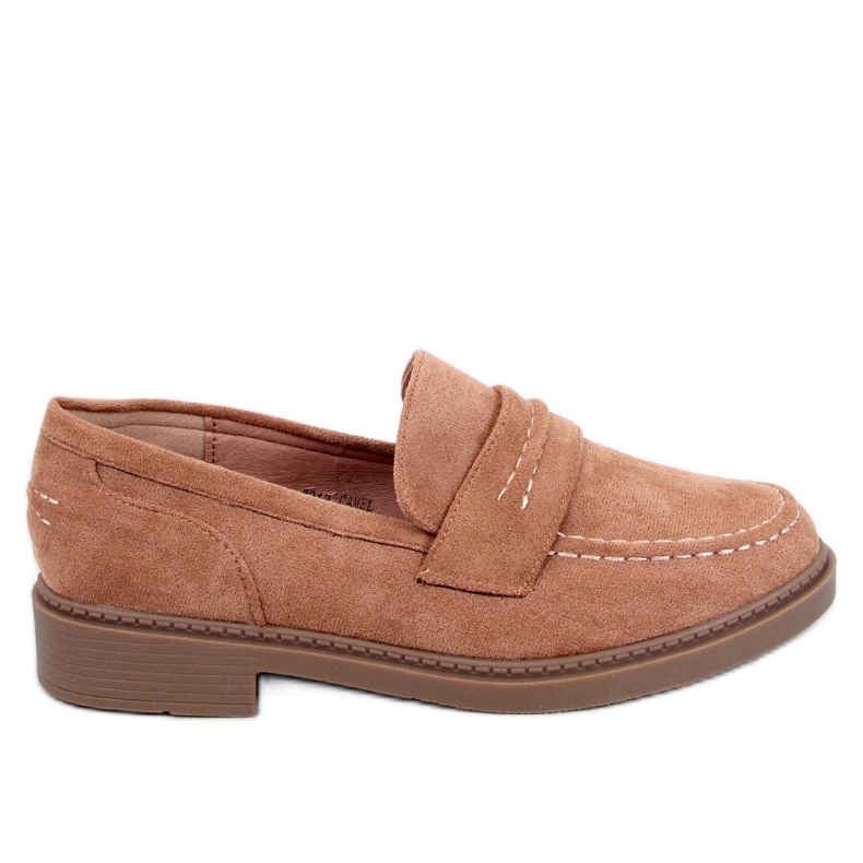 Mocassins femininos de camurça Antye Camel castanho