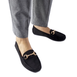 Mocassins pretos decorados com fivela Fernanda