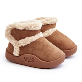 Botas de neve infantis com velcro Camel Unitia castanho