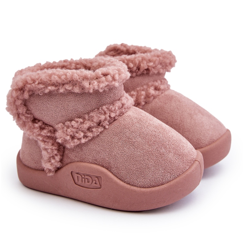 Botas de neve infantis com velcro rosa Unitia