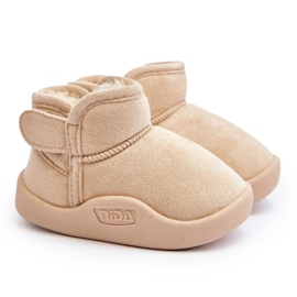 Botas de neve infantis bege forradas com pele, Benigna