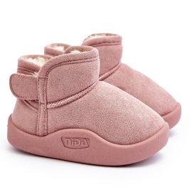 Botas de neve infantis Benigna rosa forradas com pele