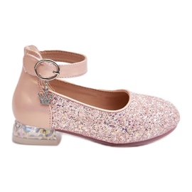 Sapatilhas infantis com glitter rosa Pardride