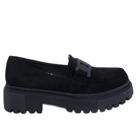 Mocassins plataforma com fivela Leena Preto