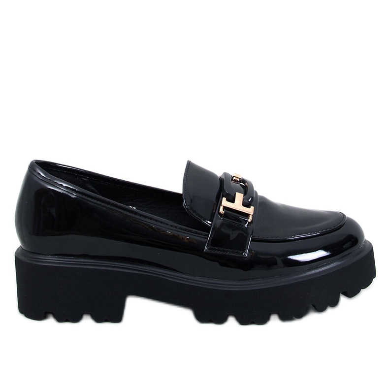 Mocassins de couro envernizado preto Manff