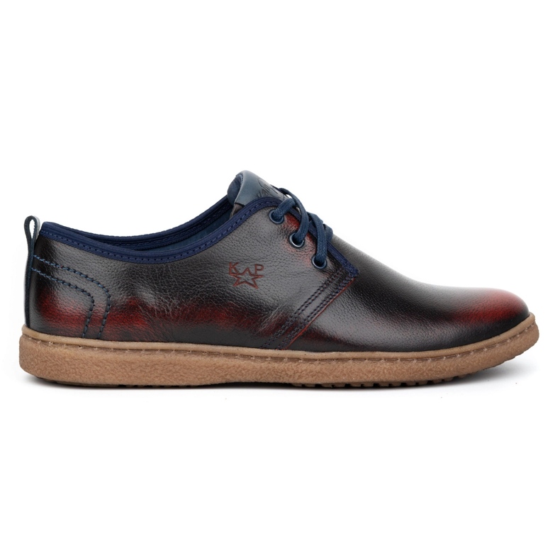 Kampol Sapatos casuais masculinos de couro 22KAM, bordô vermelho