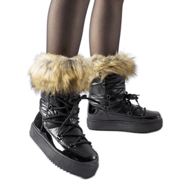 Botas de neve com isolamento preto e pele