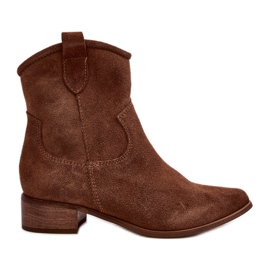 Botas de cowboy de camurça marrom Zazoo 3329 com salto baixo