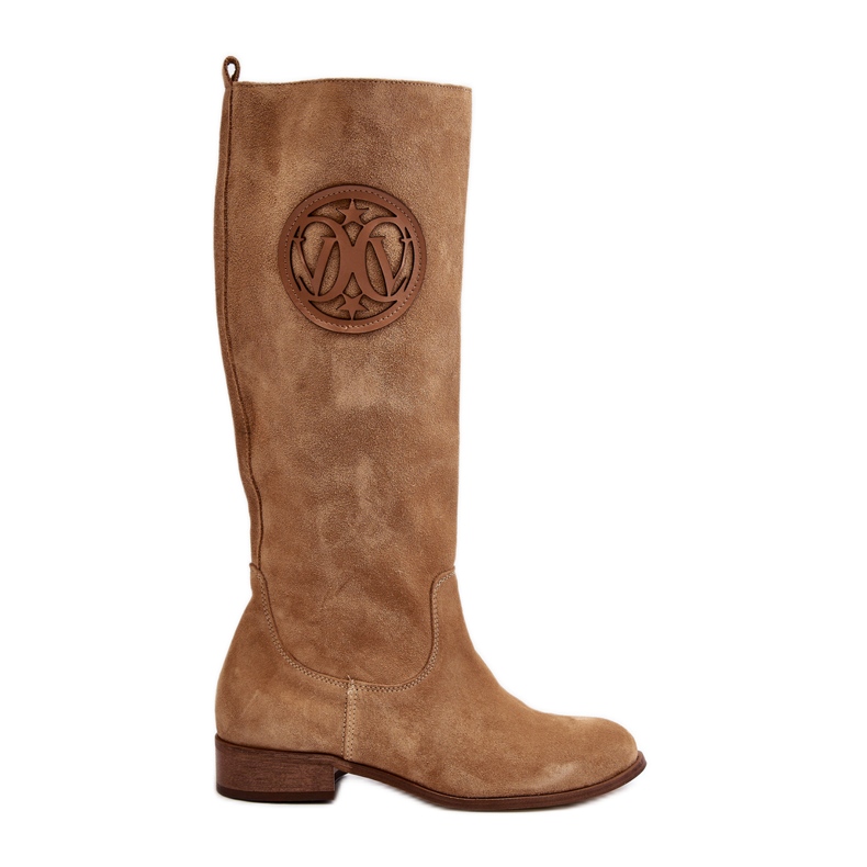 Zazoo 3367 Botas femininas de camurça acima do joelho, bege