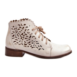 Zazoo 2871 Botins femininos com cadarço aberto, dourados, escovados