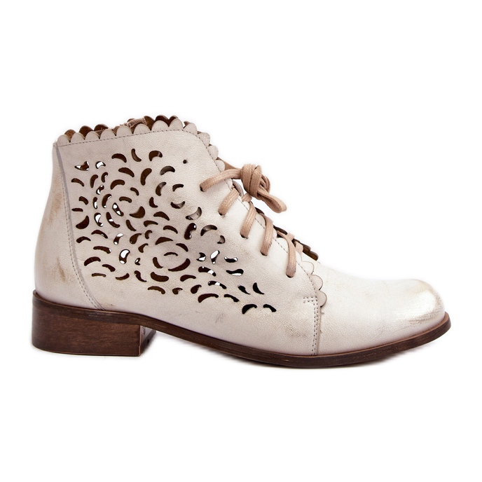 Zazoo 2871 Botins femininos com cadarço aberto, dourados, escovados