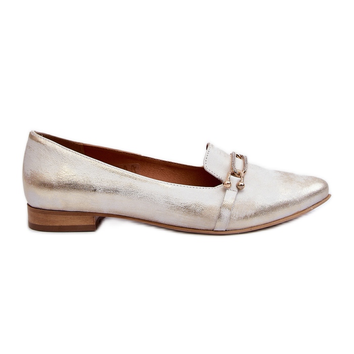 Sapatilhas de couro Zazoo 2885 com decoração dourada e branca dourado