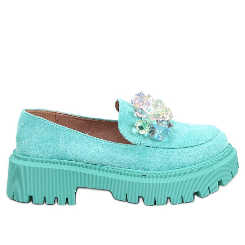 Mocassins plataforma com pedras Stefani Green verde