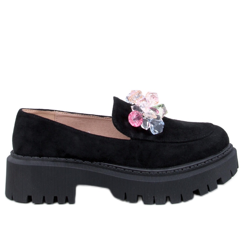 Mocassins plataforma com pedras Stefani Black preto