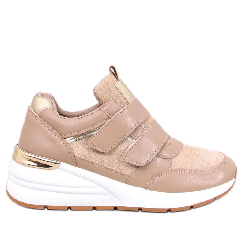 Tênis de cunha Moulton Khaki com velcro bege