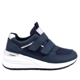 Tênis de cunha Moulton Navy com velcro azul