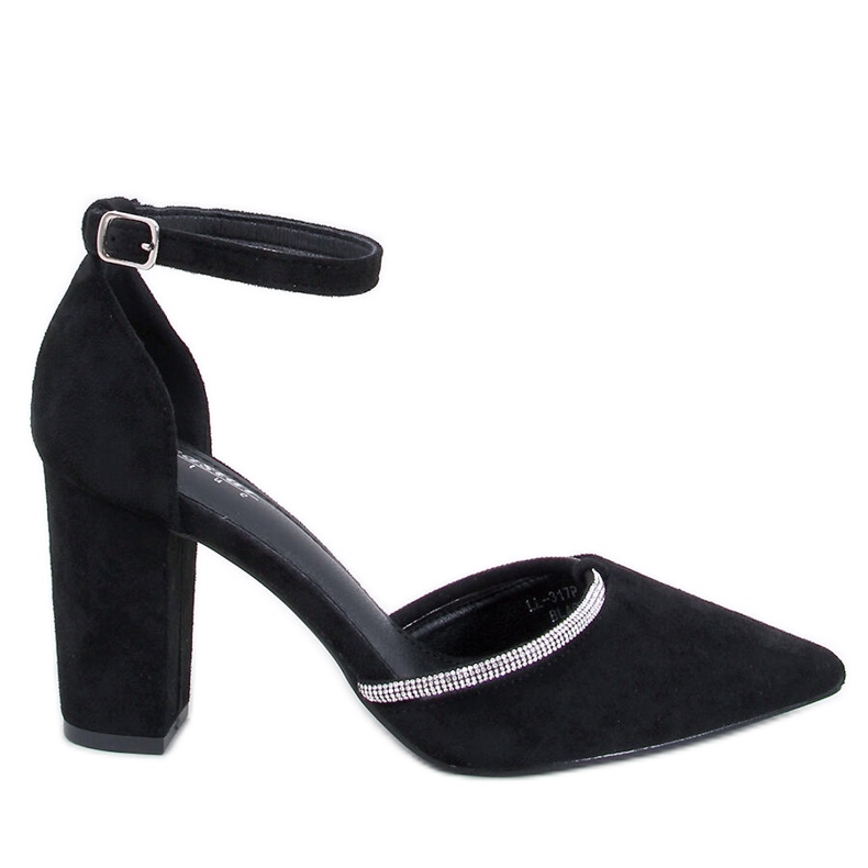 Ingrid Sapatos pretos de salto alto com strass