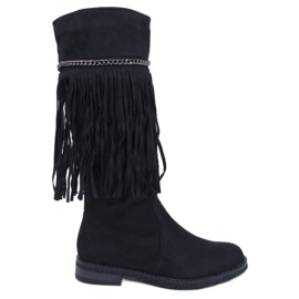 Novle Botas pretas com franjas preto