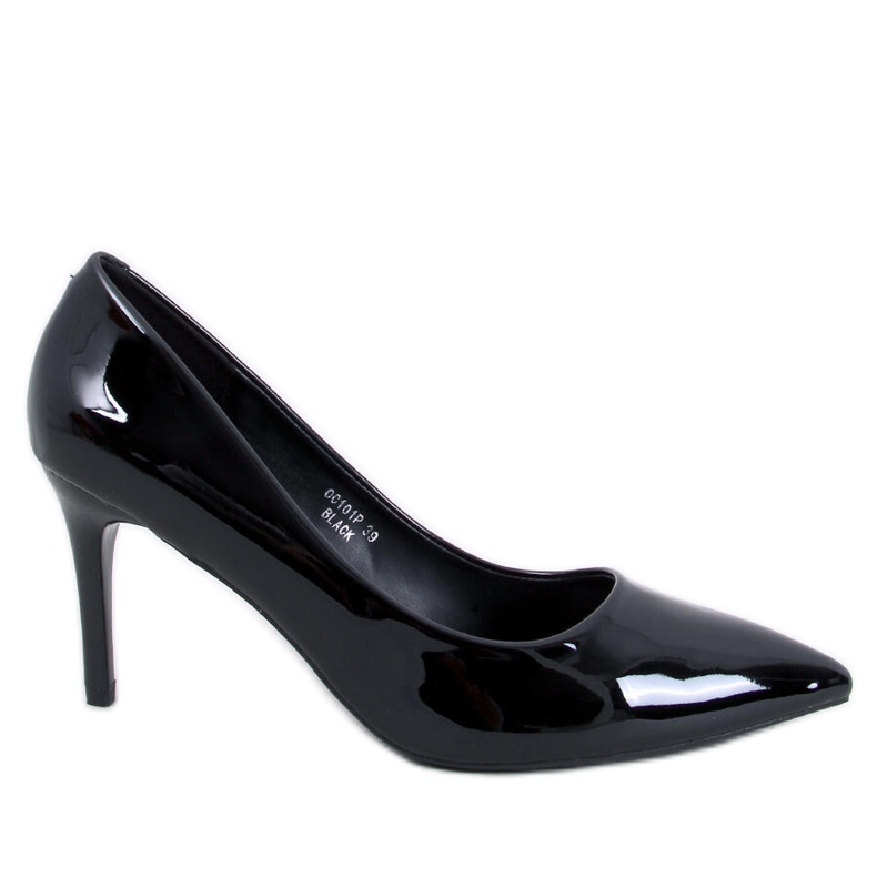 Sapatos de salto agulha Charlotte Black patenteados preto