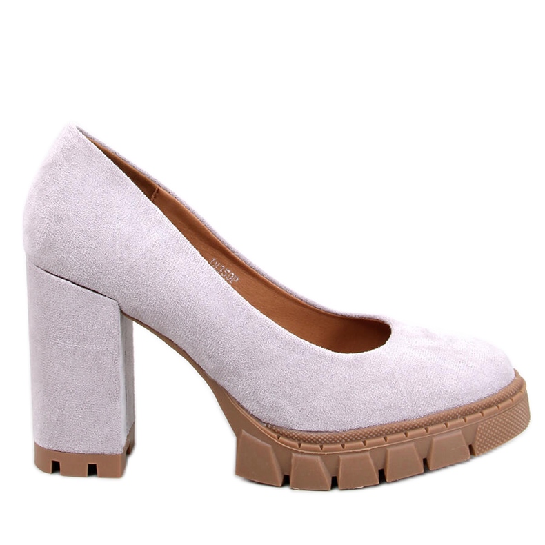 Sapatos de salto alto e plataforma Angela Grey cinza