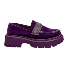 Mocassins femininos de veludo com decoração, Wendreda roxo