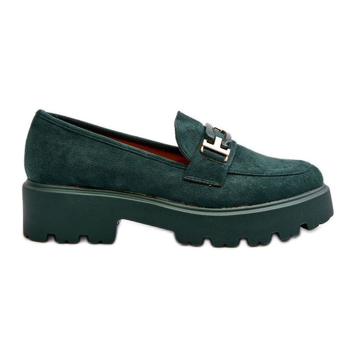 Mocassins femininos com decoração, verde escuro Omavia
