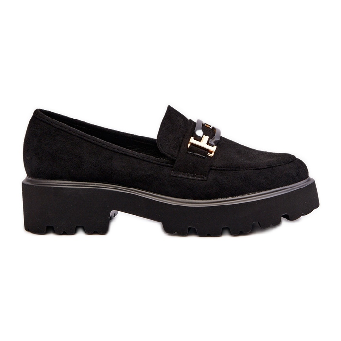 Mocassins femininos com decoração preto Omavia