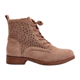 S.barski HY66-136 Botins femininos com estampa, bege