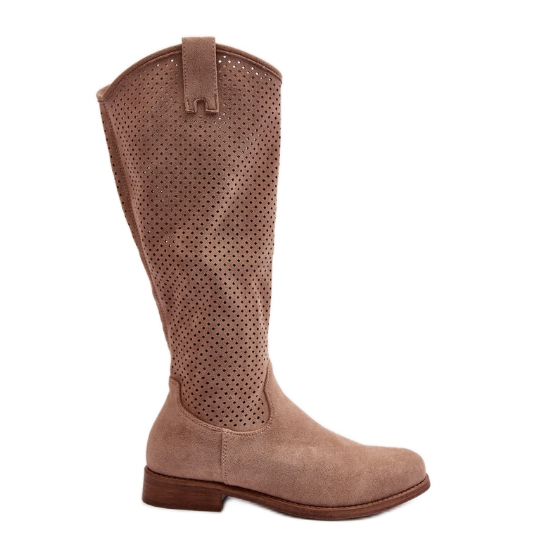 S.barski HY66-139 Botas femininas bege perfuradas