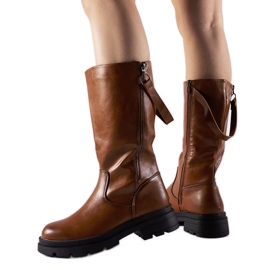 Botas marrons com zíper Nansen decorativo castanho