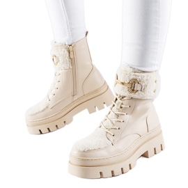 Botas de trabalho bege com isolamento e fivela Highland