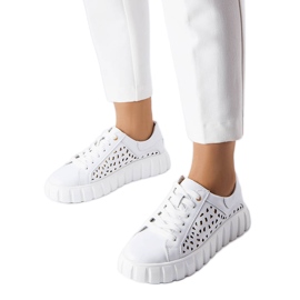Tênis branco com inserções de patch Tênis branco com inserções de patch
