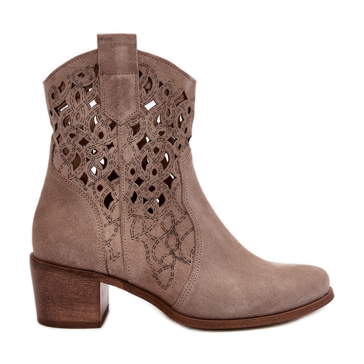 Zazoo 3394 Botas femininas de salto alto cappucino aberto bege