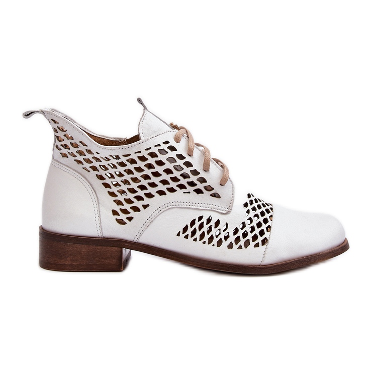 Zazoo 2704 Botas de couro perfuradas, brancas branco