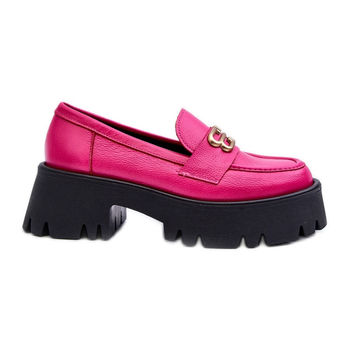 Zazoo 20164 Mocassins femininos feitos de couro natural fúcsia rosa