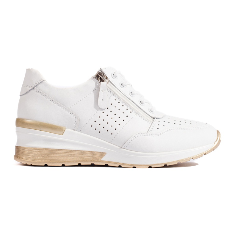 Tênis de cunha de couro na cor branca branco