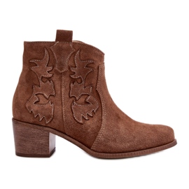 Botas de cowboy femininas de camurça Zazoo 3426, marrom