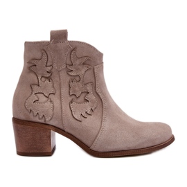 Zazoo 3426 Botas cowboy femininas de camurça Cappucino bege