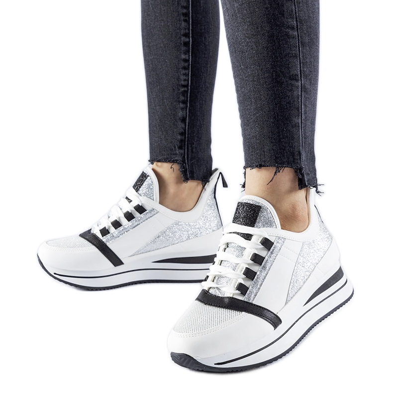 Tênis branco glitter na plataforma Marce
