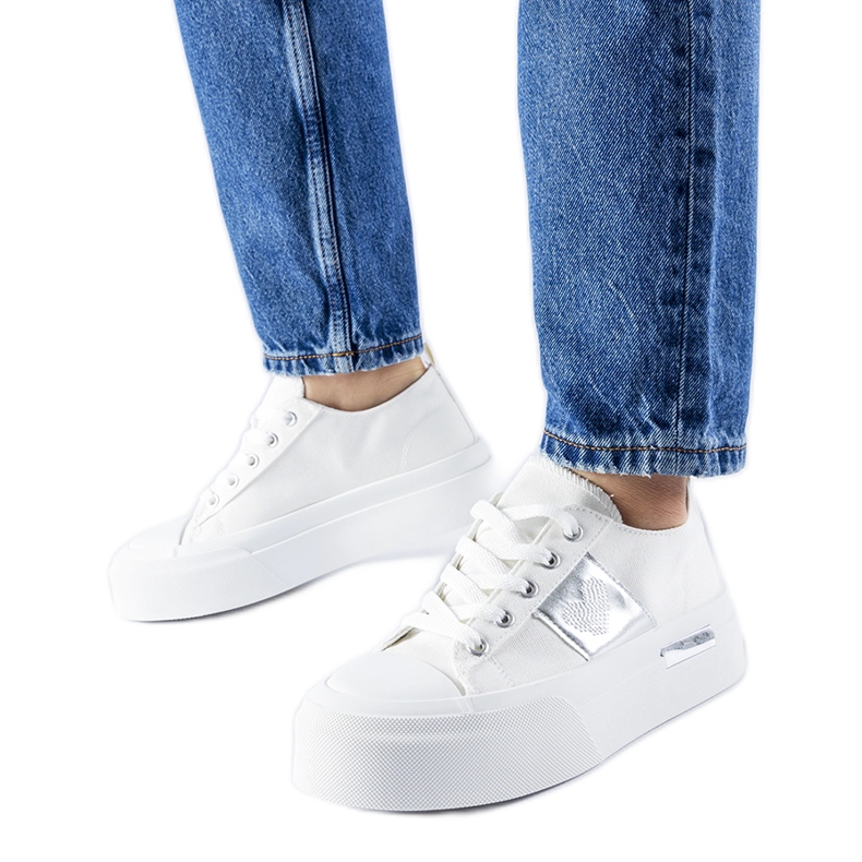 Tênis plataforma Lawton branco e prata
