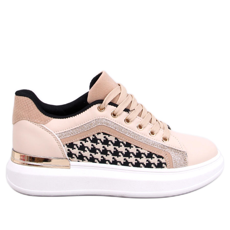 Tênis houndstooth feminino Volyne Beige bege