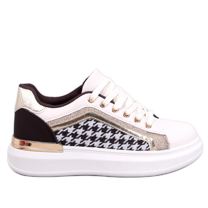 Tênis houndstooth feminino Volyne BEIGE/COFFEE branco