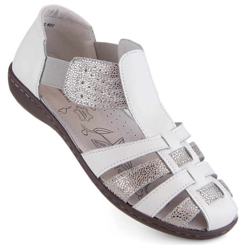 Sandálias femininas fechadas de couro, bege, T.Sokolski